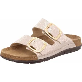 ROHDE Damen Pantolette Leder Schnalle Muster schimmernd Rodigo-D 5857, Größe:40 EU,