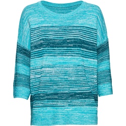 Baumwoll-Pullover, Streifen türkis, 36/38