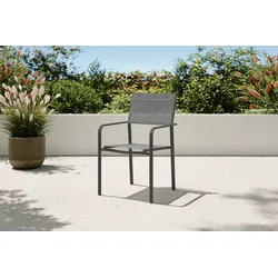 VILLANA Tasmania Stapelstuhl, Dunkelgrau, Aluminium, stapelbar, pflegeleicht, hohe Belastbarkeit, witterungsbeständig