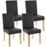 MCW 4er-Set Esszimmerstuhl Stuhl Küchenstuhl Littau ~ Kunstleder, schwarz matt, helle Beine
