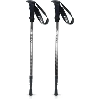 Neo-Sport Walking Stöcke Wanderstöcke Mit Eva Schaum Griff Aluminium Teleskop Verstellbar 65-135 cm 2 Stück Schwarz Grau