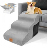 HEVOL Hundetreppe 3 Stufen, rutschfeste Haustiertreppe für Kleine Hunde, Waschbarer Hundetreppe 40cm Hoch, Tragbar Hunderampe Katzentreppe mit Waschbar Bezug für Sofa Bett