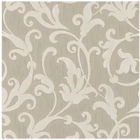 Profhome Textiltapete Barock 0,53 m x 10 m 5,33 m2 Beige/Silber 954901