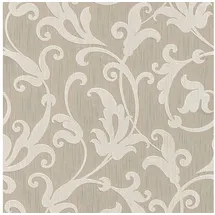Profhome Textiltapete Barock 0,53 m x 10 m 5,33 m2 Beige/Silber 954901