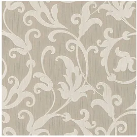 Profhome Textiltapete Barock 0,53 m x 10 m 5,33 m2 Beige/Silber 954901