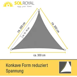 Sol Royal Sonnensegel dreieckig Wasserdicht 3x3x3m SolVision PS9 Grau