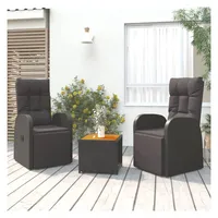 vidaXL Garten-Lounge-Set 3-tlg. schwarz Akazie