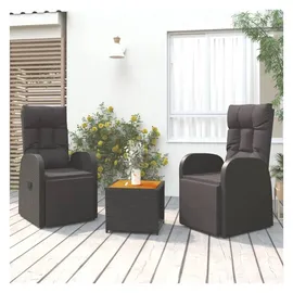 vidaXL Garten-Lounge-Set 3-tlg. schwarz Akazie