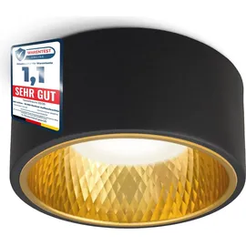 SSC-LUXon OLINO Aufputzleuchte schwarz LED mit wechselbarer Front gold oder silber - Spot Aufputz flach neutralweiß LED GX53 230V