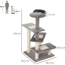 PawHut Kletterbaum 48,5 x 48,5 x 100 cm beige/grau