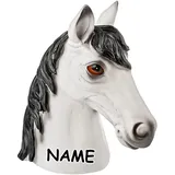 alles-meine.de GmbH große Spardose - Motivwahl - Pferdekopf - Weiss - 16 cm - incl. Name - mit Verschluss - stabile Sparbüchse - aus Kunstharz/Polystone - Sparschwein - für Kin..