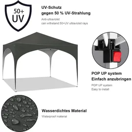 Woltu Faltpavillon 3 x 3 m Grau