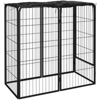 vidaXL 6-tlg. Hundelaufstall Schwarz 50x100cm Stahl Pulverbeschichtung