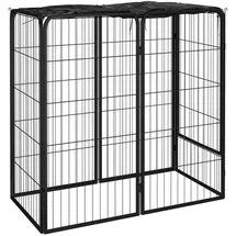 vidaXL 6-tlg. Hundelaufstall Schwarz 50x100cm Stahl Pulverbeschichtung