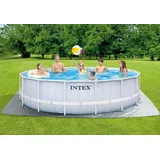 Intex Frame Pool Set, Ø Chevron Prism Premium blau, H:122cm Ø:488cm, Schwimmbecken, 488 x 1.22m