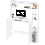 EUGAD Schreibtisch, Computertisch mit Regal, Gamingtisch mit Stauraum, für Home Office Büro Wohnzimmer - Weiß