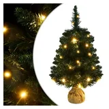 vidaXL Künstlicher Weihnachtsbaum mit Ständer LEDs Christbaum Tannenbaum Dekobaum Kunstbaum Weihnachten Dekoration Weihnachtsdeko Grün 60cm PVC