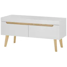 furn.design TV-Lowboard weiß matt und Scandi Eiche TV Unterteil 107 cm, - Weiß