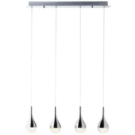 Lightbox moderne LED Hängelampe - 115 x 70 x 10 cm - höhenverstellbare Pendelleuchte mit edlen Glas Schirmen - für Esszimmer - 20 W, 2000 lm, 3000 K - aus Metall/Glas - in Chrom