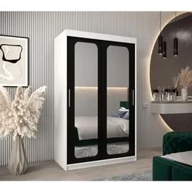 abiks möbel Schwebetürenschrank Promo 120 x 200 x 62 cm Schwarz/Weiß