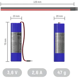 Ansmann Spezial-Akku 18650 Kabel Li-Ion 3.6V 2600 mAh 1S1P
