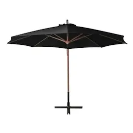 vidaXL Ampelschirm mit Mast 3,5 x 2,9 m Massivholz Tanne schwarz 313772