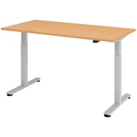 Bümö Schreibtisch Buche 160x80 cm, Gestell: Silber, - Büroschreibtisch
