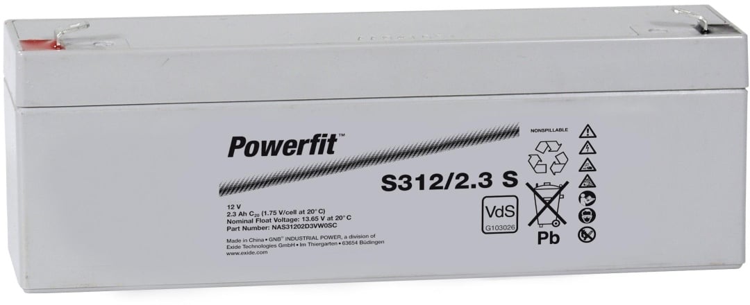 Exide Powerfit S312/2,3 S 12V 2,1Ah dryfit Blei-Akku AGM mit VdS