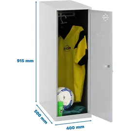 simonlocker montadas Metallschrank 1 Tür Metall 915x400x500 mm grau abschließbar