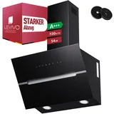 Levivo Kopffreihaube A+++ 720 m3/h Kopffreie Dunstabzugshaube 60cm und 90cm Umluft & Abluft A+++ 720 m3/h Kopffreie Dunstabzugshaube 60cm und 90cm Umluft & Abluft, Aktivkohlefiltern, Fettfiltern, LED-Beleuchtung schwarz 60 cm