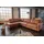 KAWOLA Ecksofa VILNIUS 3-Sitzer mit Recamiere links Kunstleder mit Lederanteil cognac
