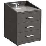 Stella Trading Moon Nachtkommode mit LED-Beleuchtung und USB-Anschluss, anthrazit, Elegantes Design, Nachtkonsole mit Schubladen