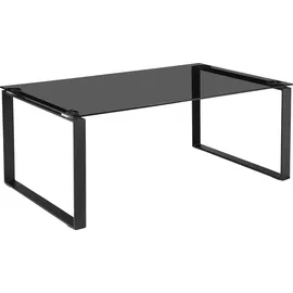 PLACES OF STYLE Couchtisch PLACES OF STYLE "Simsbury", schwarz (rauchfarbenes glas, schwarz, schwarz, rauchfarbenes glas), B:110cm H:45cm T:70cm, Tische, Eckige Couchtische Glas-Couchtisch, Tischplatte aus gehärtetem Glas 0,8 cm, Gestell aus Metall, Höhe 45 cm