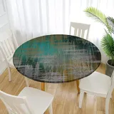 Morbuy Rund Tischdecke Elastisch, Graffiti Rund Tischdecken Wasserdicht Lotuseffekt Abwaschbar Abwischbar Tischtuch für Garten Outdoor Küchentisch (Für Tisch 140-150 cm,dunkelgrün)