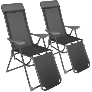 Tectake 2er Set Gartenstuhl Jana 146,5 x 59 x 117,5 cm dunkelgrau