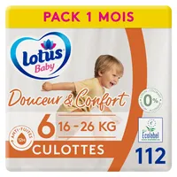 lotus Baby Douceur Naturelle – Höschen, Größe 6 (16-26 kg) Pack 1 Monat – 112 Höschen