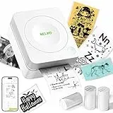 Nelko Mini Drucker PM230 Aufkleber Drucker mit 3 Rollen Etiketten für Smartphone Thermodrucker Bluetooth Etikettendrucker für DIY Erstellung, Studiennotizen, Bilder, Mehrere Vorlagen (Weiß)