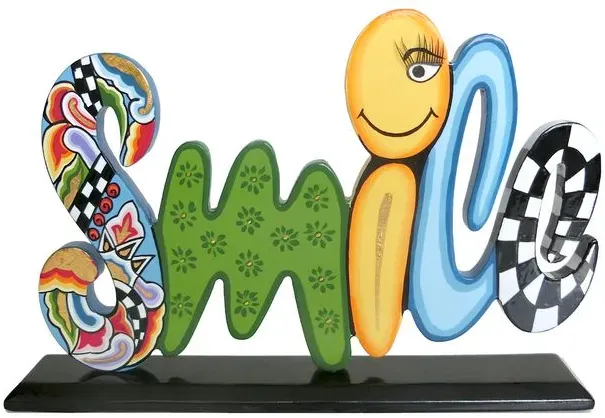 Toms Company Deko-Objekt Schriftzug - Smile 30 cm Holz Bunt