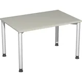 Geramöbel Flex höhenverstellbarer Schreibtisch lichtgrau, silber rechteckig, 4-Fuß-Gestell silber 120,0 x 80,0 cm