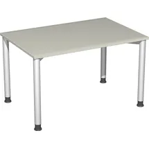 Geramöbel Flex höhenverstellbarer Schreibtisch lichtgrau, silber rechteckig, 4-Fuß-Gestell silber 120,0 x 80,0 cm