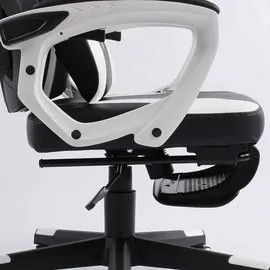 Trisens Gaming Stuhl im modernen Racing-Design mit einklappbarer Fußstütze - Gaming Chair mit flexiblen Armlehnen - ergonomischer Gaming Schreibtischstuhl mit extra Stützkissen