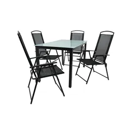 VCM Gartenmöbel 5er-Set ¦ schwarz ¦ Maße cm B: 140 H: 76