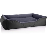 BedDog Hundebett Teddy, Hundesofa aus Cordura und Microfaser-Velours, waschbares Hundebett mit Rand, Hundekissen Vier-eckig, für drinnen, draußen, Größe XXXL, schwarz-grau