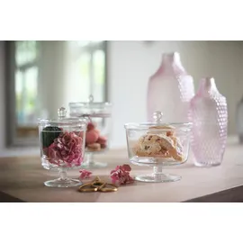 LEONARDO - Poesia/Ravenna - Dose auf Fuss/Dessertschale - Glas - Klar - (DxH) 18,7 x 18 cm - Handgefertigtes Unikat