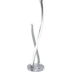 LED Tischleuchte, stahlfarben, geschwungenes Design, dimmbar