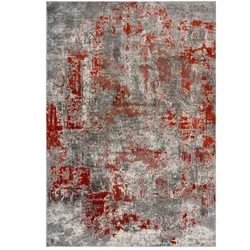 Kadima Design `Dee` Abstrakte Kunst-Teppiche in Premium-Qualität. Farbe: Rot-Grau, 80x150 cm