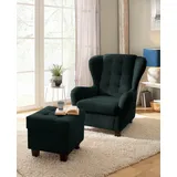 Home Affaire Ohrensessel HOME AFFAIRE "Alexander", grün (flaschengrün), B:92cm H:103cm T:93cm, Microfaser Antiklederoptik (100% Polyester);Microfaser PRIMABELLE (100% Polyester), Sessel, Ohrensessel, incl. Hocker, mit Steppung, in vielen Farben