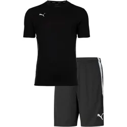 PUMA Herren Finisher Set - Training Shorts kurz, Funktionsshirt Rundhals uni Schwarz/Schwarz M