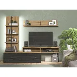 Home Affaire Wohnwand HOME AFFAIRE "Evora", braun (artisan eiche, carbon), B:205,5cm H:173cm T:41,5cm, Spanplatte, Kastenmöbel-Sets, Wohnwand