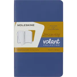 Moleskine Volant Notizhefte (liniert, Soft Cover, Pocket/A6) 2er-Set Vergissmeinnicht Blau, Bernsteingelb